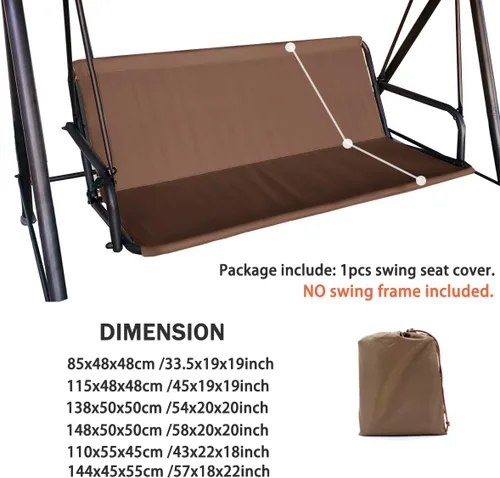 Vista 7 de J&C Funda de repuesto para asiento de columpio de patio, 600D, resistente, soporte de asiento de columpio para exteriores, impermeable, resistente a