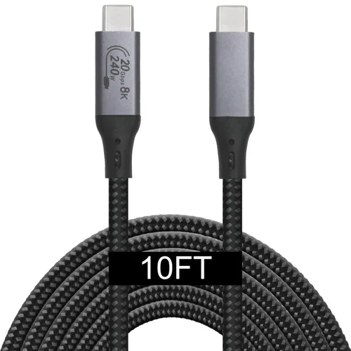 Vista 4 de Cable USB4 de 1 pie compatible con Thunderbolt 3, Thunderbolt 4 y USB-C, compatible con pantalla HD de 8K, transferencia de datos de 40 gbps, carga