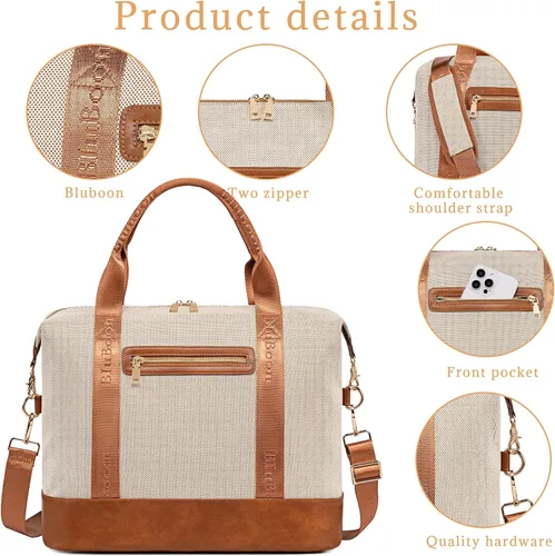 Vista 58 de BLUBOON Bolsas de viaje con cremallera, bolsa de lona para mujer, bolsa de fin de semana para mujer, bolsa de lona para llevar en la bolsa de lona