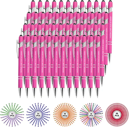 Vista 58 de Bolígrafos personalizados con nombre a granel, juego de bolígrafos personalizados, lápiz capacitivo grabado, logotipo, texto, regalo para negocios