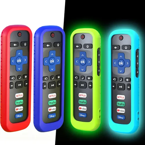Vista 8 de 4 Pack Remote Case, Battery Cover for TCL Roku Smart TV Steaming Stick Remote, Silicone Protective Controller Universal Sleeve Skin Glow in The Dark
