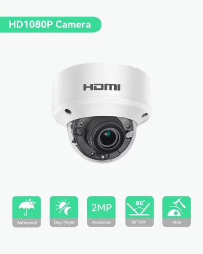Vista 2 de LINOVISION Cámara de seguridad HDMI HD1080P con salida HDMI o VGA, muestra video HD directamente en TV o monitor HDMI sin demora, bucle HDTVI