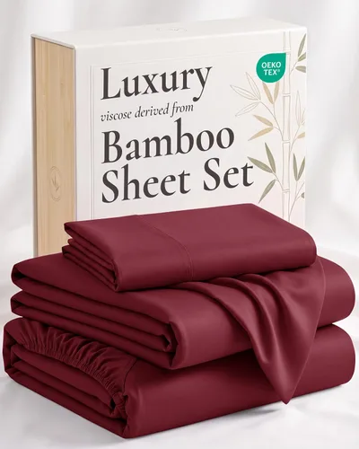 Vista 21 de Hotel Sheets Direct - Juego de sábanas 100% viscosa derivada de bambú tamaño individual - sábanas refrescantes con 1 funda de almohada 01-Blanco