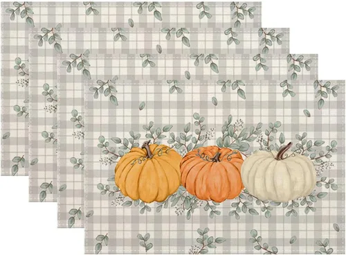 Vista 23 de Juego de 4 manteles individuales florales de 12 x 18 pulgadas, diseño de flores silvestres, acuarela, lavables, manteles decorativos de tela de lino