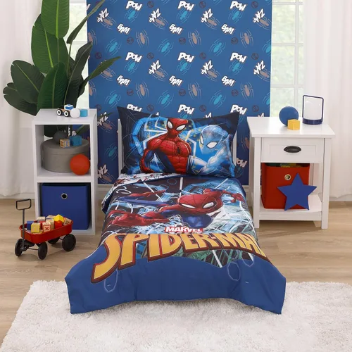 Vista 5 de Marvel Spiderman to the Rescue - Almohada de felpa azul y roja para niños pequeños