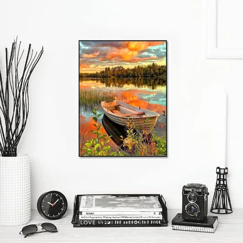 Vista 2 de abcGoodefg Kit de pinturas de arte de diamantes, 6 paquetes, kits de arte de diamantes 5D para adultos, juego de paisaje, pintura redonda de taladro