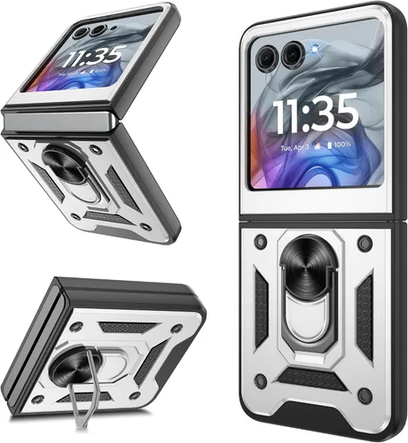 Vista 11 de Funda protectora para Motorola Razr+ Plus 2024/Razr+ Plus 2025, resistente a prueba de golpes con rotación de 360° con soporte de metal