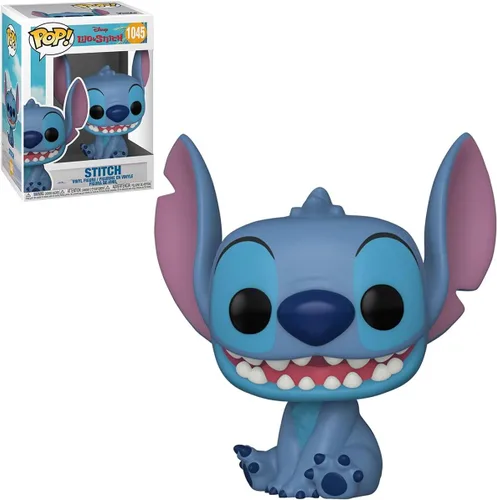 Vista 2 de Funko Disney: Lilo & Stitch - Smiling Seated Stitch Pop! Figura de vinilo (con funda protectora compatible con caja pop box)