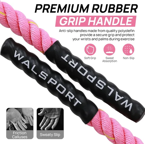 Vista 4 de Cuerda de saltar con peso para fitness – Cuerda de saltar pesada para mujeres y adultos, ideal para entrenamientos de gimnasio en casa