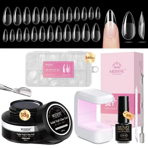 Vista 15 de MIZHSE Kit de pegamento de uñas semisólido de 0.35 oz y removedor de 0.3 fl oz para puntas de uñas a presión, secado rápido súper fuerte, sin
