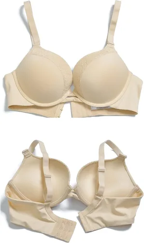 Vista 5 de Push Up - Camiseta acolchada gruesa con aros, brasier de encaje, soporte de elevación para mujer, añade una taza