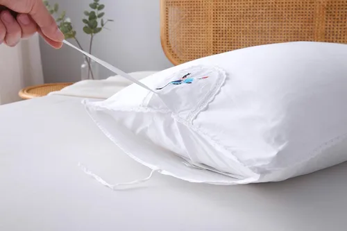 Vista 4 de Fundas de almohada bordadas blancas, fundas de almohada de pájaros con encaje, 100% algodón, paquete de 2 unidades, tamaño Queen 30 x 20 pulgadas