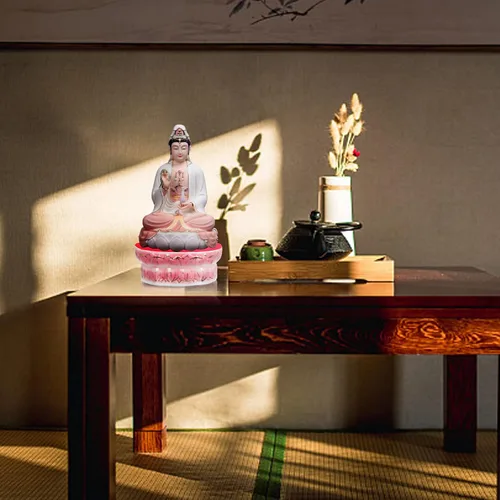 Vista 9 de Zerodeko Base Avalokitesvara Base de estatua Avalokitesvara Base de cerámica para regalo de oficina en casa