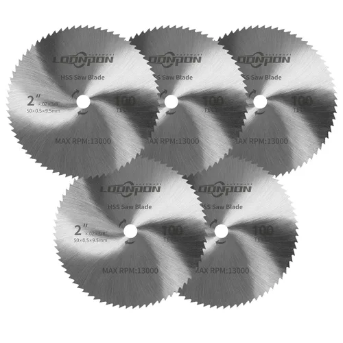 Vista 14 de Hoja de sierra circular HSS de 2 pulgadas 100T con eje de 3/8 pulgadas para madera de plástico PVC suave metal corte 3 unids