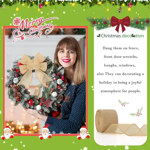 Vista 7 de Waydress Cinta de arpillera de tela de yute con alambre para regalo de boda, decoración de fiesta al aire libre (3 pulgadas x 20 yardas, natural)