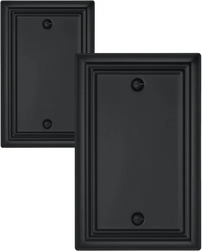Vista 12 de Switch Plates Outlet Covers, 1-Pack Metal Wall Plate, Black Finish Midsize 1 Toggle 1 Decorator Combo Wall Plate, Ideal for GFCI Outlets, Light