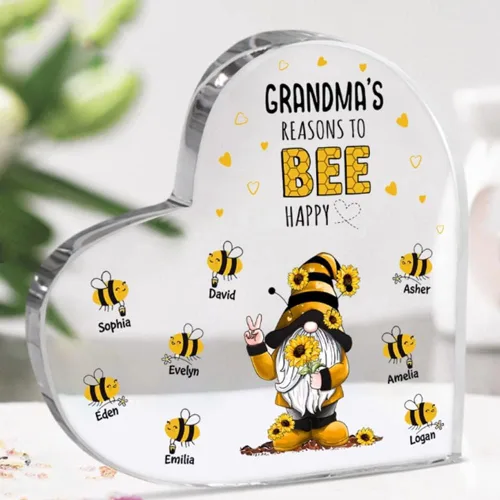 Vista 8 de Placa acrílica personalizada con forma de corazón para nietos en tu corazón, regalo para abuela, abuela, mamá, cumpleaños, día de la madre, Navidad