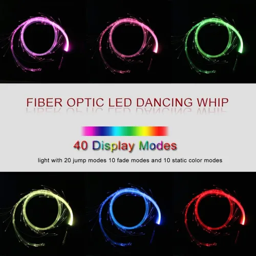 Vista 2 de AZIMOM Látigo de Danza de Fibra Óptica LED Látigo Espacial de 6 pies 360° Giratorio 40 Modos de Pantalla Alimentado por Batería Látigo de Píxeles