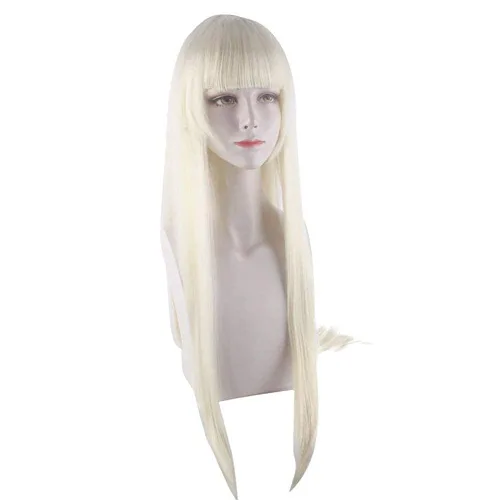 Vista 4 de LCNING Pelucas de cosplay de anime Kakegurui Yomoduki Runa, peluca rubia de leche, pelucas de fiesta y gorro de peluca