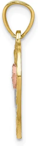 Vista 2 de Colgante de oro amarillo macizo de 10 quilates con corte de diamante en dos tonos de abbuela, Metal