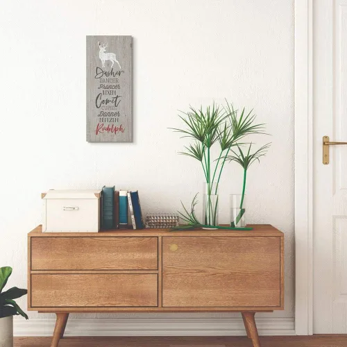 Vista 2 de Stupell Industries Santa Reindeer Names Grey Wood Texture Christmas Holiday Word Design Lienzo, multicolor
