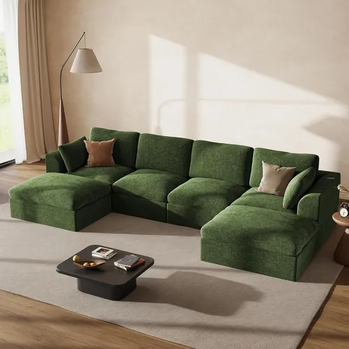 Vista 47 de Sofás seccionales Cloud de 110 pulgadas para sala de estar, sofá convertible sin hueso en forma de L con otomana, juego de sofá modular de gran