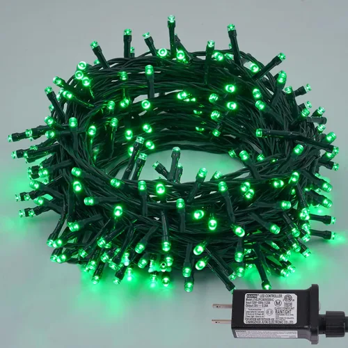 Vista 17 de QITONG Guirnalda de 500 luces LED de Navidad de 165 pies para exteriores, impermeable, luces multicolor con 8 modos, cable verde, luces parpadeantes
