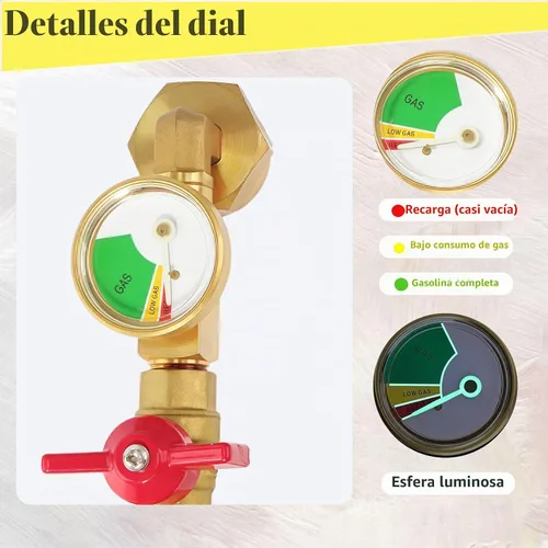 Vista 2 de Adaptador de recarga de propano de 20 libras a 1 libra, adaptador de codo de recarga de propano con válvula y medidor, apto para tanque de propano