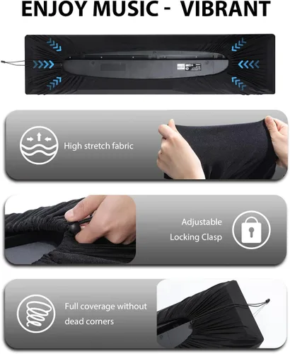 Vista 2 de Cubierta antipolvo para teclado de piano, protector de teclado eléctrico ajustable de 61 teclas para piano y música