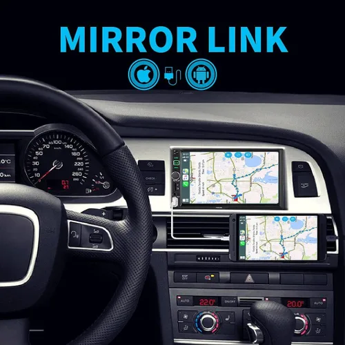 Vista 6 de Radio estéreo de coche doble DIN compatible con Apple Carplay y Android Auto, pantalla táctil HD de 7 pulgadas con control de voz, Mirror Link