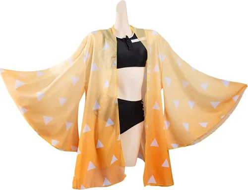 Vista 3 de Roocnie Womens Demon Tanjiro Swimsuit Bikini Anime Summer Bathing Suit Cosplay Costume