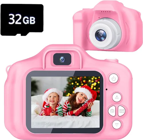 Vista 10 de Cámara de juguete para niños, regalos de Navidad, cumpleaños, festival para niños de 3 a 10 años, cámara de video digital HD para niños pequeños