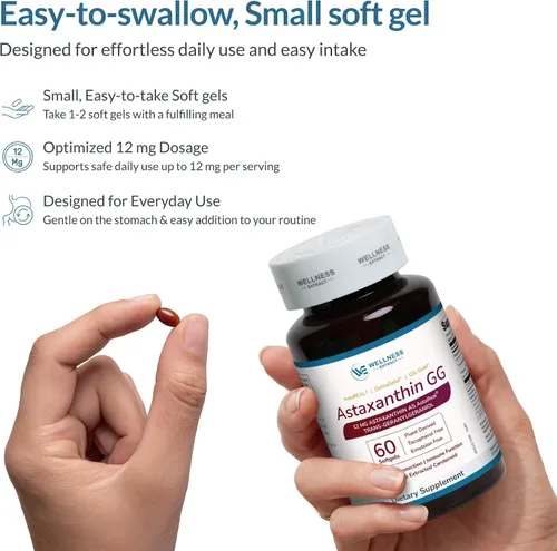 Vista 6 de Suplemento de astaxantina de 12 mg – AstaREAL™ Procedente de microalgas con geranilgeraniol GG-Gold® y Tocotrienoles DeltaGold®, sin OMG, sin