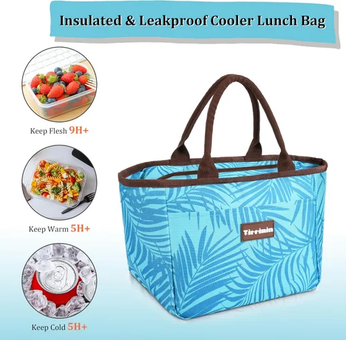 Vista 2 de Tirrinia Bolsas de almuerzo para mujeres y hombres, bonita bolsa de almuerzo aislada para mujeres, lonchera a prueba de fugas a prueba de fugas