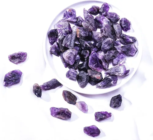 Vista 6 de Apengshi Piedra curativa de amatista, piedra en bruto, 0.97 libras (15.52 oz), cristal natural, piedra de chakra, meditación Reiki, colección