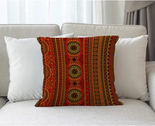 Vista 2 de Funda de almohada con patrón tribal, diseño abstracto de rayas étnicas africanas, patrón de cultura redonda, cuadrada, cojín para el hogar
