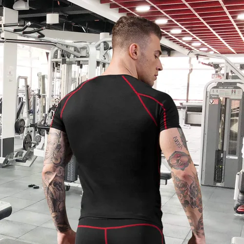 Vista 4 de WRAGCFM Men's Compression Shirts Short Sleeve Athletic Workout Undershirts Quick Dry Base Layer Sports T-Shirts Running Tops