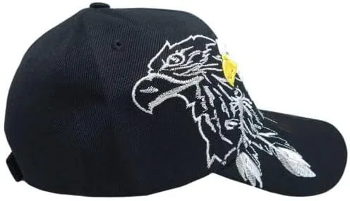 Vista 6 de Sombrero bordado negro con plumas de águila calva india de Native Pride, Multi