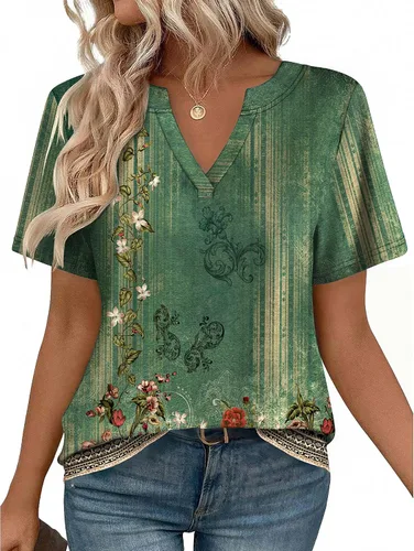 Vista 18 de Zeagoo Camisetas de manga corta con cuello en V para mujer, bonitas, elegantes, casuales, para negocios, trabajo, blusa