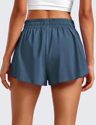 Vista 27 de CRZ YOGA Pantalones cortos de correr 2 en 1 para mujer, cintura alta, secado rápido, para atletismo, gimnasio, descanso, entrenamiento, lindas