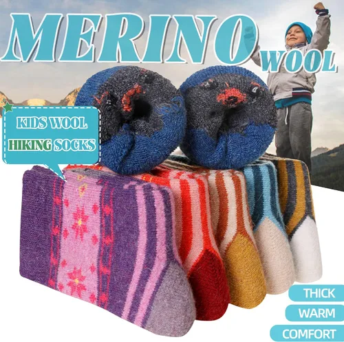 Vista 3 de Eocom - Medias de invierno cálidos de lana para niños y niñas, 6 pares