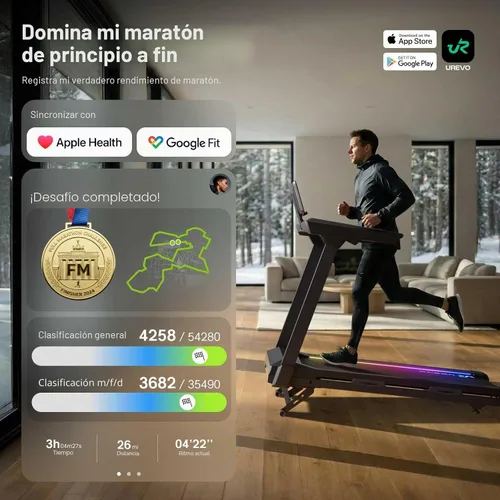 Vista 5 de 1st Smart Home - Cinta de correr solo para maratonistas con masajeador inteligente de pantorrillas, cintas de correr silenciosas UREVO para el hogar