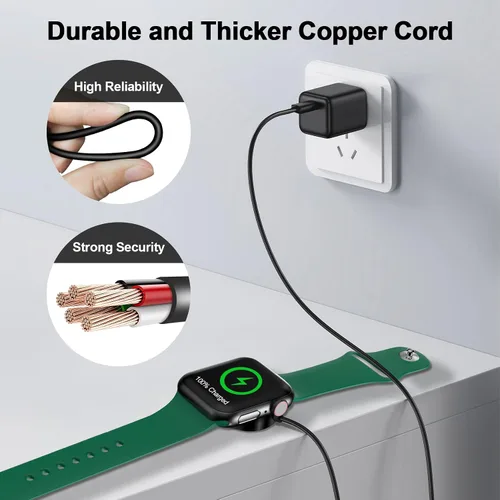 Vista 4 de Cable de carga magnético para cargador de Apple Watch, puerto USB C, cable de carga inalámbrico compatible con iWatch Series