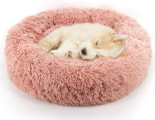 Vista 7 de NOYAL Cama Calmante en Forma de Rosquilla para Perros Pequeños a Medianos y Gatos - Cama de Mascotas de Felpa Sintética Anti-Ansiedad con Funda