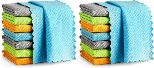 Vista 11 de AIDEA Paño de limpieza de vidrio de microfibra, 12 unidades, paño de limpieza mágico gris 11 × 11 pulgadas
