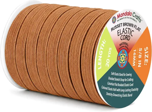 Vista 58 de Mandala Crafts 20 yardas 1/2 pulgada 0.472 in bandas elásticas beige