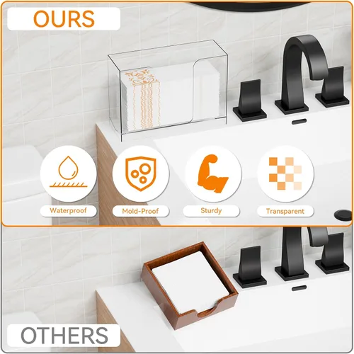 Vista 4 de Cq acrylic Dispensador de toallas de papel multipliegue y caja para baño, hogar, encimera y cocina, soporte transparente para servilletas de toalla