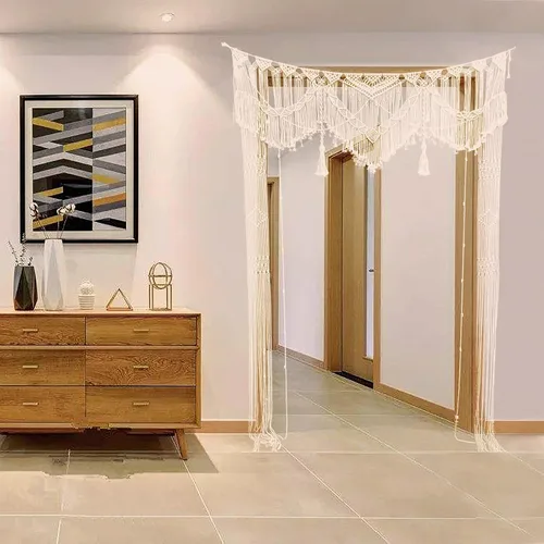 Vista 3 de kiido Gran macramé para colgar en la pared, decoración bohemia de boda para cenador/arco, cortina de puerta, telón de fondo de fotos, decoración