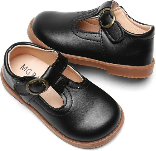 Vista 4 de DADAWEN - Zapatos de correa de vestir planos para niña, clásicos, para usar con el uniforme escolar