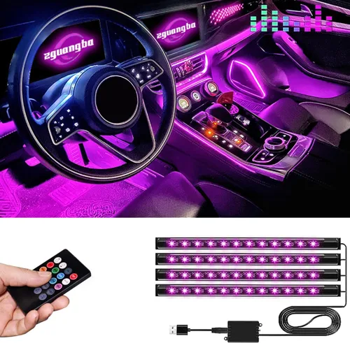 Vista 8 de Luces LED para coche, luces inteligentes para interior del coche con control por aplicación, luces de atmósfera para coche, luces LED interiores
